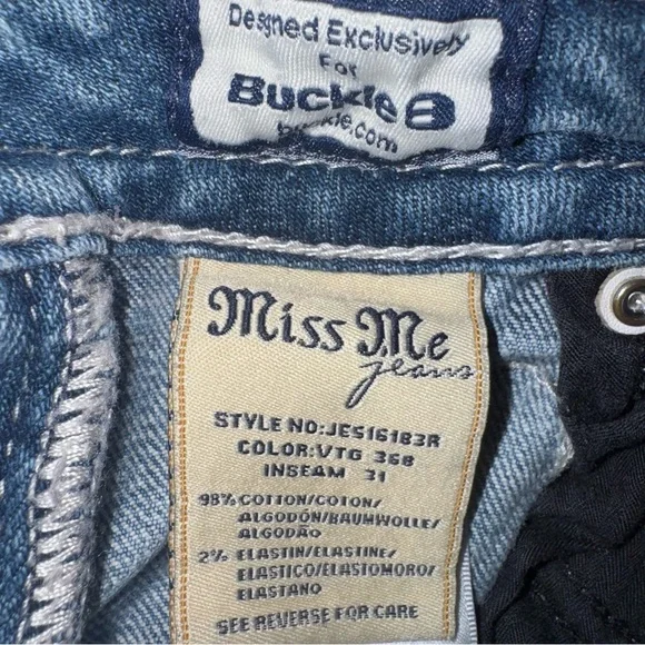Miss Me Signature Ankle Skinny Jeans 29 Bling Pocket Mid Rise Stretch Y2K - Picture 7 of 9